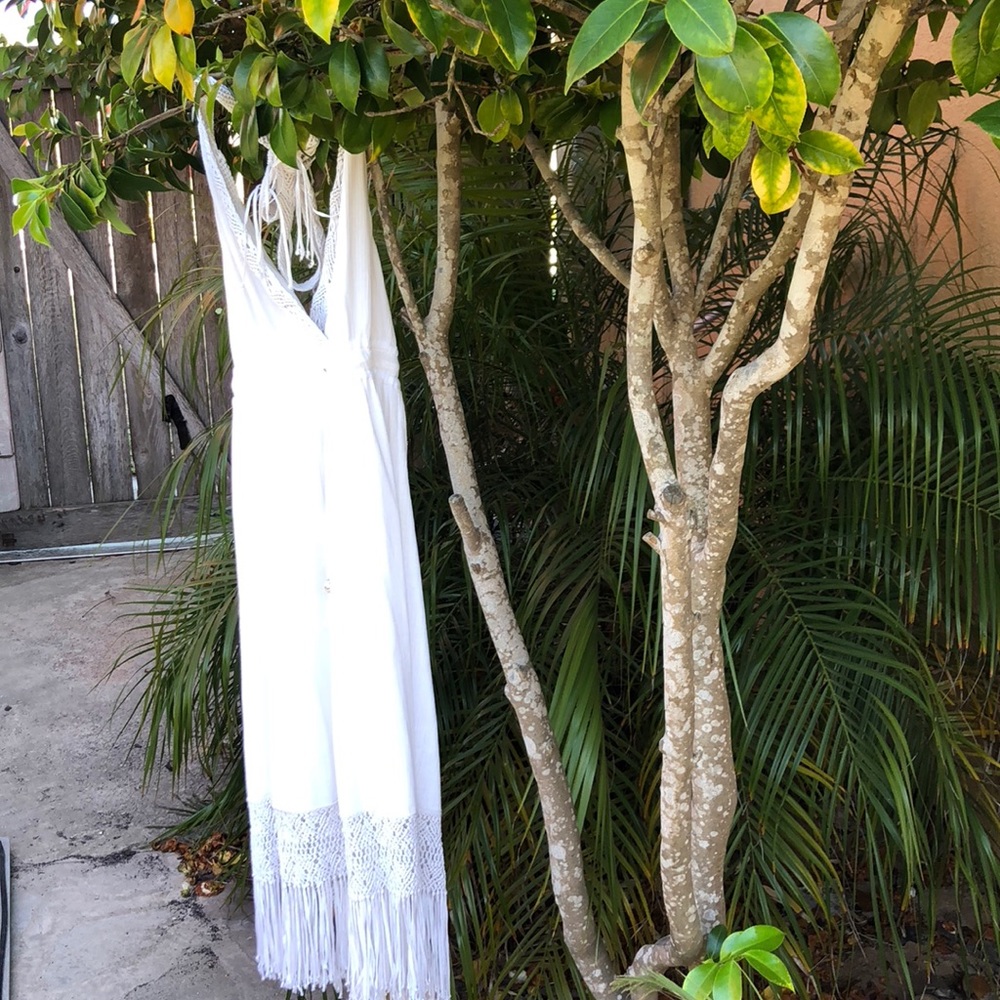 White tasseled flowy dress